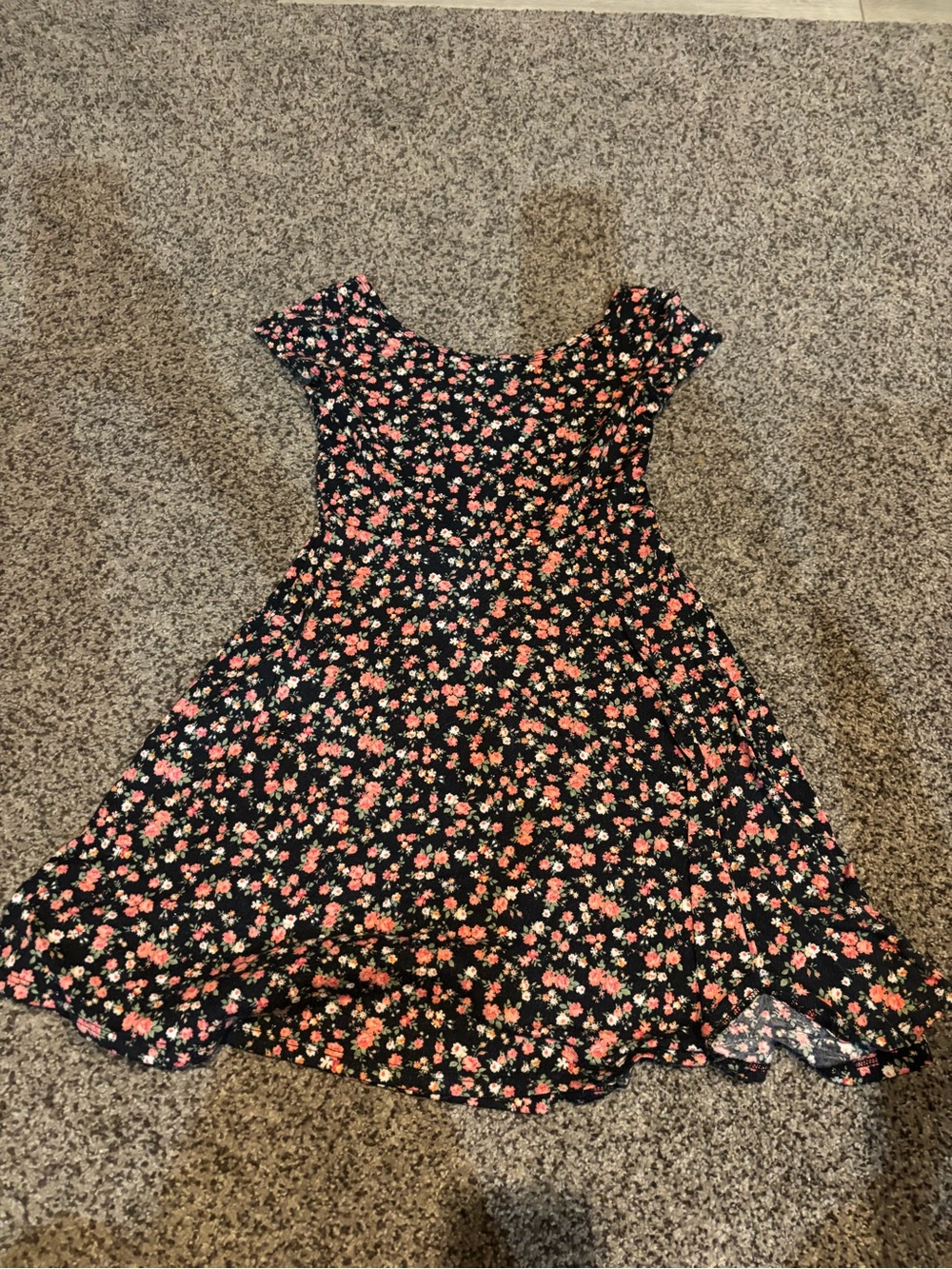 Papaya Black Floral Skater Dress with Pink and Cream Blossoms